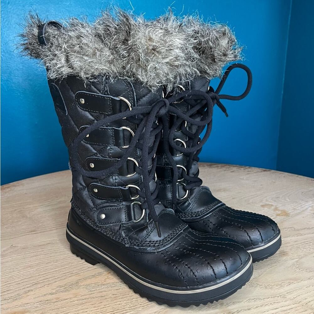 Sorel Tofino II Black Waterproof Quilted Lace Up Snow Boots Womens Size 6.5
